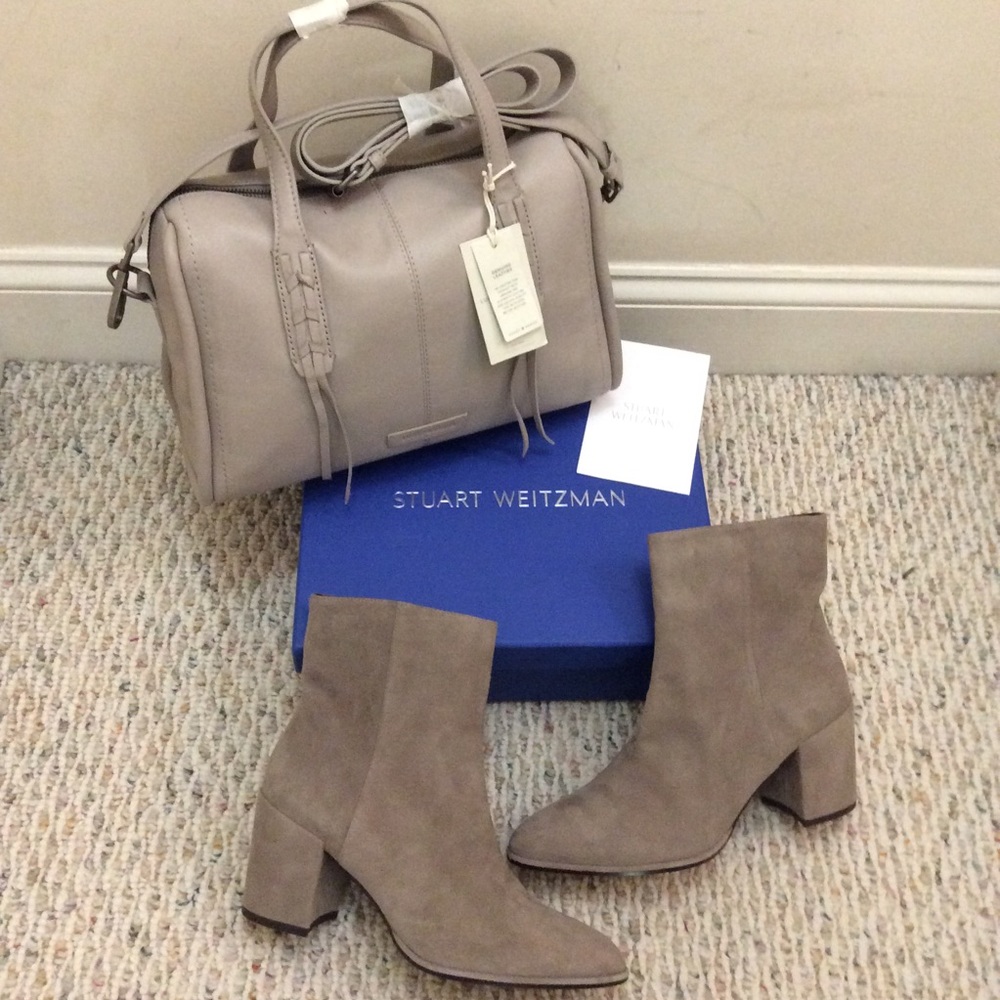 🆕 STUART WEITZMAN gray taupe suede ankle boots - Picture 8 of 8